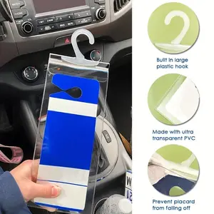 Protect your parking permit with our ultra-transparent stand and large hook protection bag, disability placard hook bag PVC transparent disability card parking sign storage bag Holder Clear Car Accessory