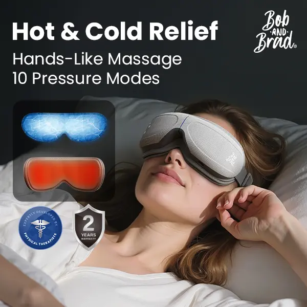 【Bob and Brad Smart Eye Massager】 EyeOasis 2 - Heated Eye Massager with Compression and Music for Migraines,Reduce Dry Eye Improve Sleep, Olympic trials,Father‘s day gift ideals,Gifts for Women Men Warm Compress for Eyes Strain Relief
