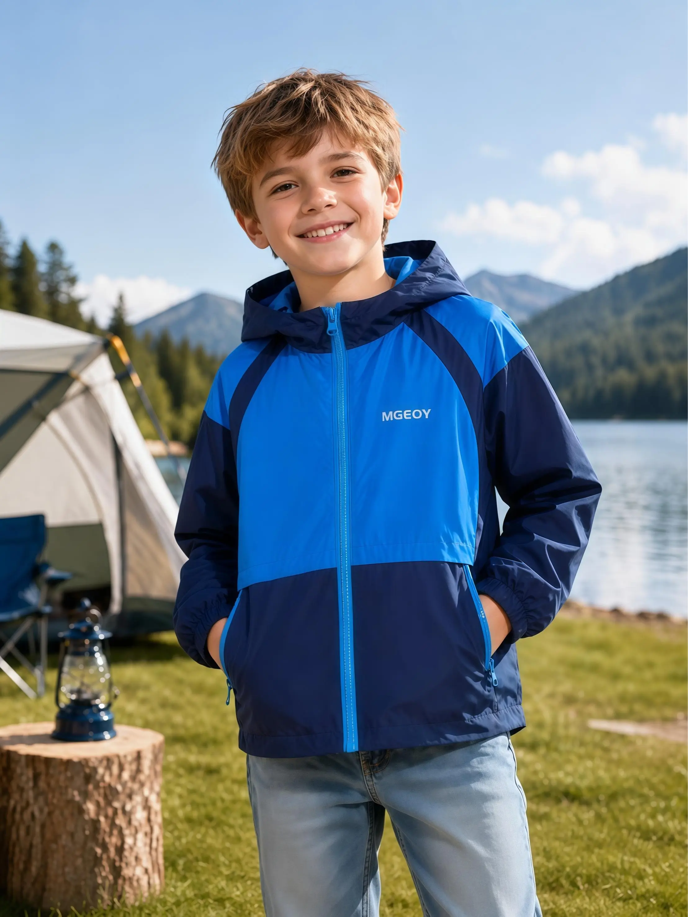 MGEOY Kids Rain Jackets Waterproof with Hood Lightweight Rain Coats for Girls Boys Rainwear Kids Raincoat