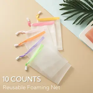 Foaming Net Exfoliating Mesh Soap Bag  Face Cleansing Foaming Nets,  White Pouch with Drawstring for Bath & Shower Scrub Cleansing  Soap Bubble Mesh Bags