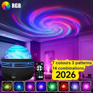 Home decoration RGB vortex effect projection, USB power supply with remote control, suitable for atmosphere decoration lights in bedrooms, parties, and festivals