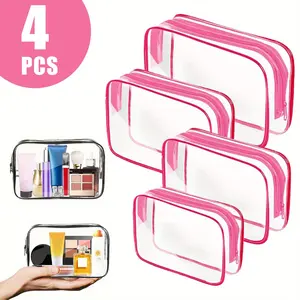 4 Pack Clear Toiletry Bag Set,Portable Travel Makeup Pouch with Zipper,TSA Approved Organizer,PVC Cosmetic for Airport Airline Compliant,Halloween Christmas Party Gifts,Hand Tools Kits