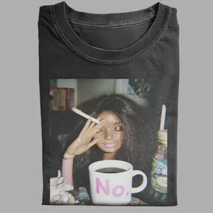 Retro Smoking Barbie Girl T-Shirt, Y2K Aesthetic Black Girl Magic Tee, Vintage Streetwear Graphic Shirt, Edgy Barbiecore Top, Unisex Casual Wear