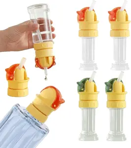 Reusable Children's Drink Bottle Straw Lid - 2-in-1 Washable Portable Spill-Proof Twist Cover Cap, Water Bottle Spout Adapter