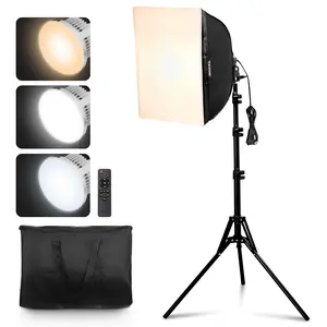 Summervibes VEVOR Softbox Lighting Kit, 16x 16, Professional Softbox with 45W LED Bulbs, 3000-6500K Adjustable Color Temperature, Tripod Stand, Studio Lights for Photography, Vedio Recording, Live Streaming