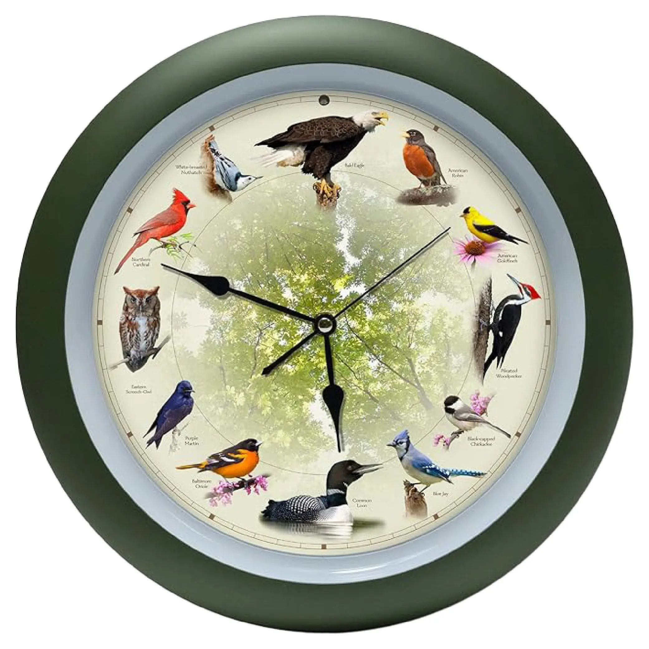 Limited Edition 20th Anniversary Singing Bird Clock 13 Inch - Vintage Wooden Cuckoo Wall Clock with Real Bird Sounds, Silent Quartz Movement, Battery Operated Home Decor Gift for Bird Lovers, Nature Lovers, Grandma & Christmas Gift