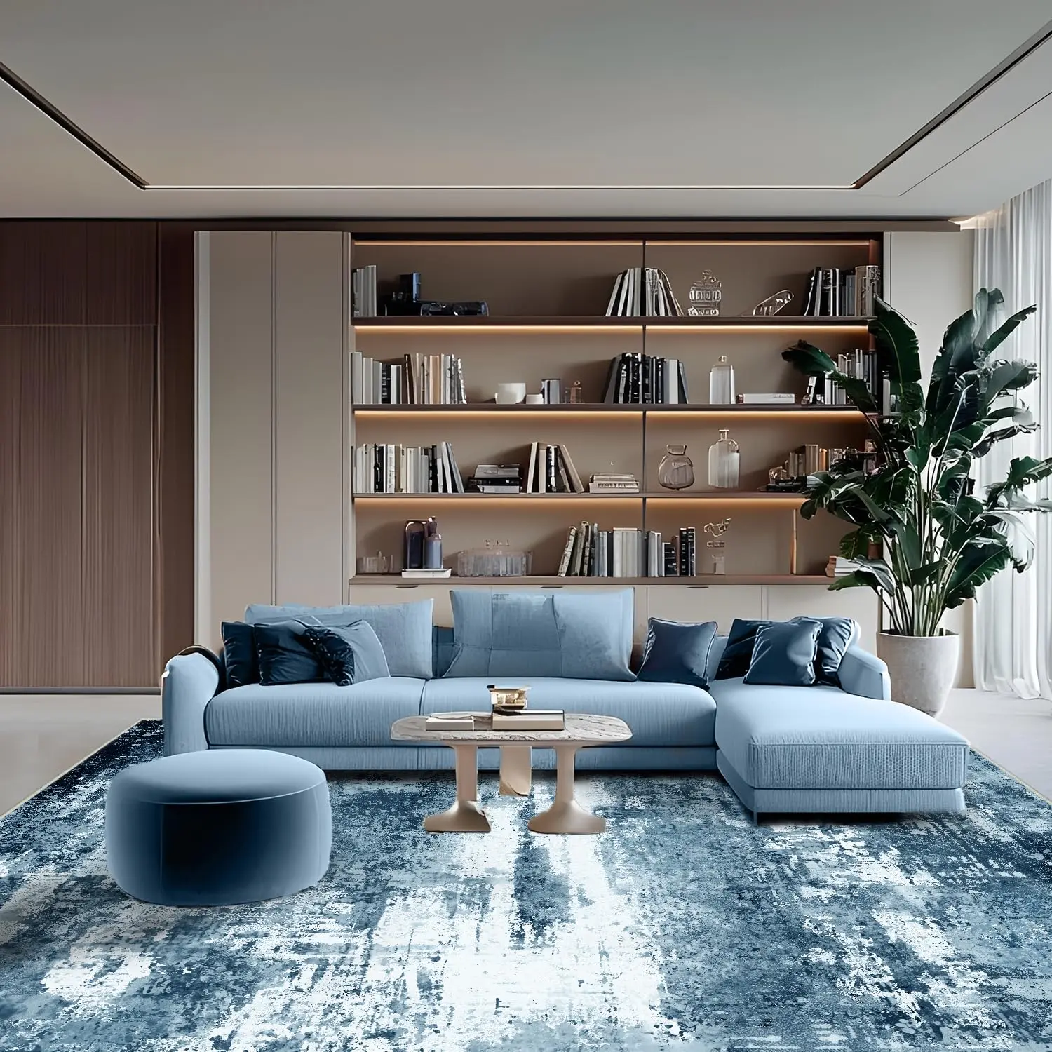 JAKOLIVE Eye-Catching Artistic Abstract Area Rug for Living Room, Modern Painting Dark Blue Tapestry Floor Carpet with Versatile Home Decor, Machine Washable, Suitable for Living Room, Bedroom, Hall, Bathroom, Kitchen, Laundry Room