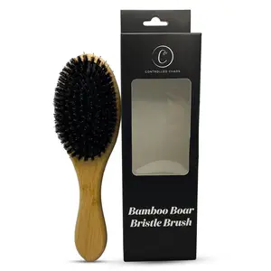 Controlled Chaos Boar + Nylon Bristle Hair Brush With Wooden Bamboo Handle - Smoothing Hair Brush for Women and Men, Hair Styling and Detangling Brush for Any Hair Type-Eco Friendly Curly Hair Brush Daily Haircare - Perfect Gift Idea Heatless