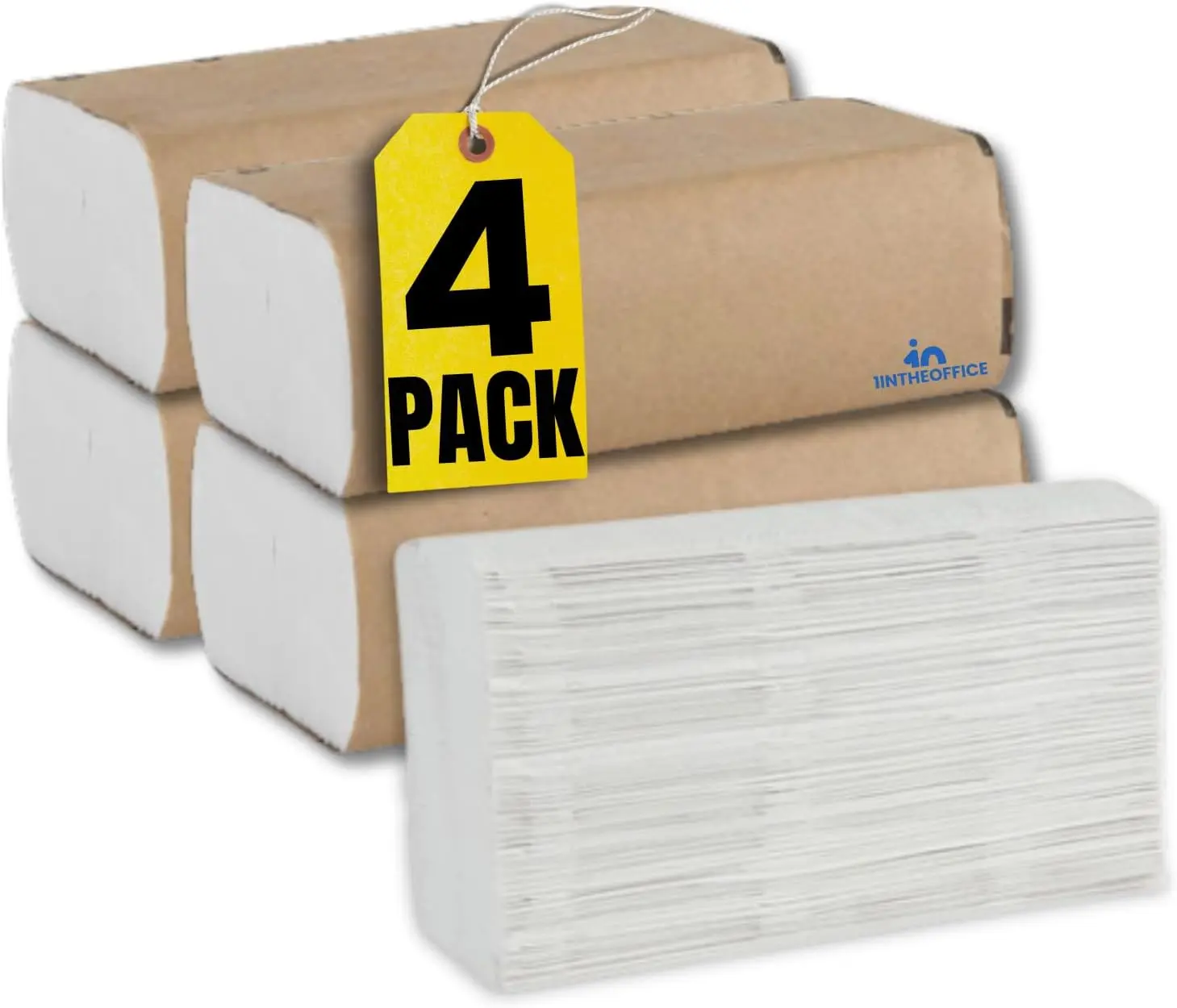 1InTheOffice Multifold Paper Towels, Paper Hand Towels for Bathroom, Folded Paper Towels, 1-Ply, 9" x 9.45", 250 Towels/Pack, 4 Pack