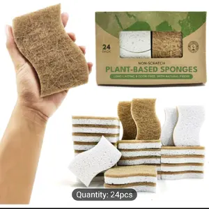 Natural kitchen sponge cellulose&coconut cleaning sponge 12/24 dish washing sponge