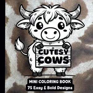 Cutesy Cows Mini Coloring Book: 75 Easy & Bold Designs for Creative Calm and Coloring Fun (6"x6")