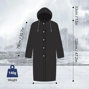 Disposable Rain Jacket Adult Unisex Waterproof Long Coat with Detachable Hood Full Body Protection for Hiking Fishing Outdoor