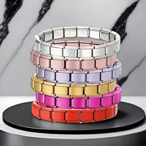 Italian Charm Bracelets For Woman Men Daily Party Holiday Gift Stainless Steel Bangle on Hand Colorful DIY Making Jewelry