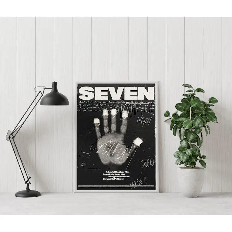 Se7en Poster - Se7en - Seven Movie Poster - Minimalist Movie Poster - Vintage Retro Art Print (Frame Not Included)