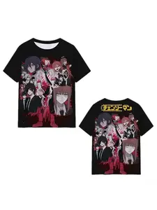 Bandai 2026 Summer New Chainsaw Man Mesh T-Shirt for Men and Women, Anime Merchandise, Chainsaw Man 3D Print Short-Sleeve Top, Men's Short-Sleeve Top