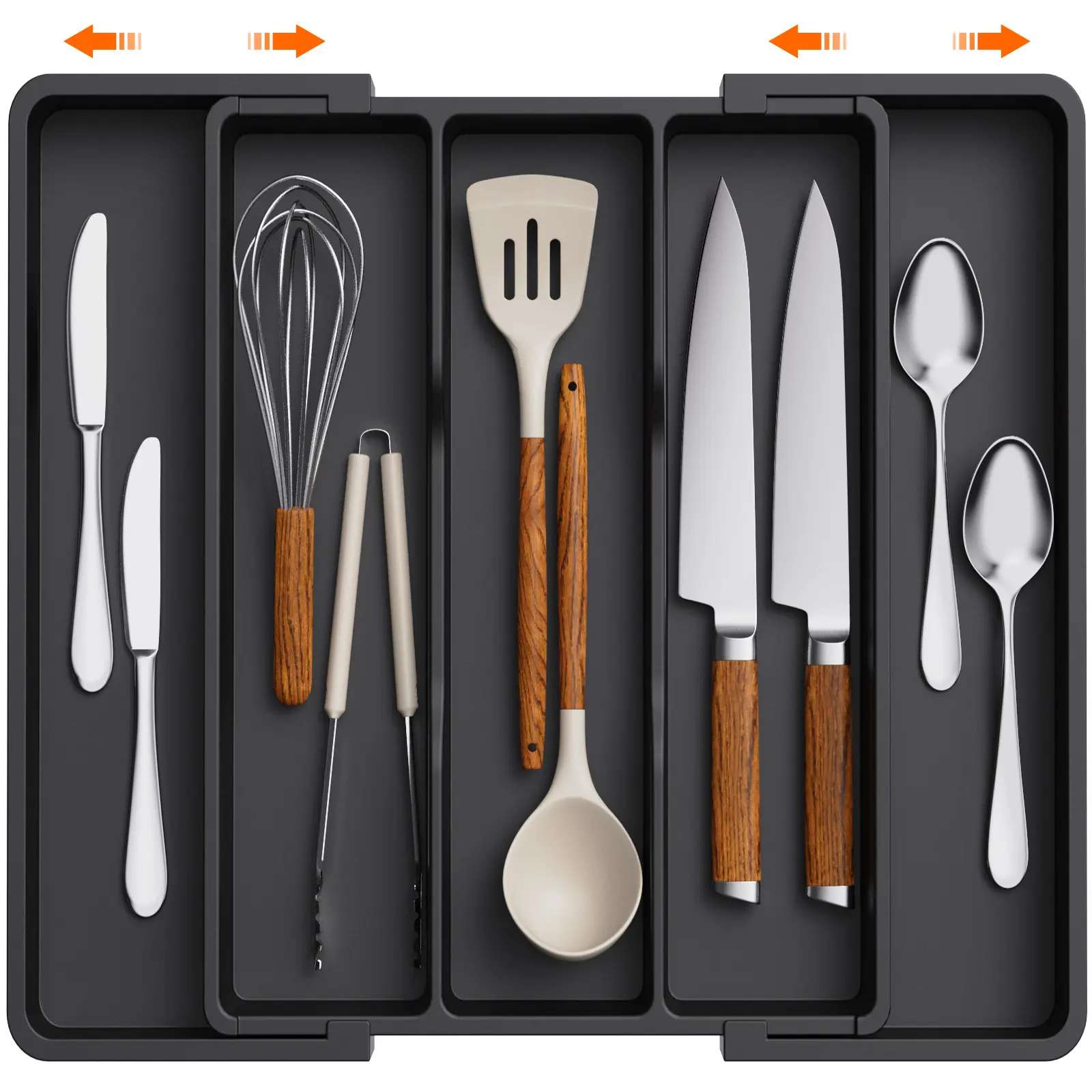 Lifewit 5 Compartments Expandable Cooking Utensil Tray- Tableware, BPA-Free PP Material Lifewit 5 Compartments Expandable Cooking Utensil Tray- Tableware, BPA-Free PP Material