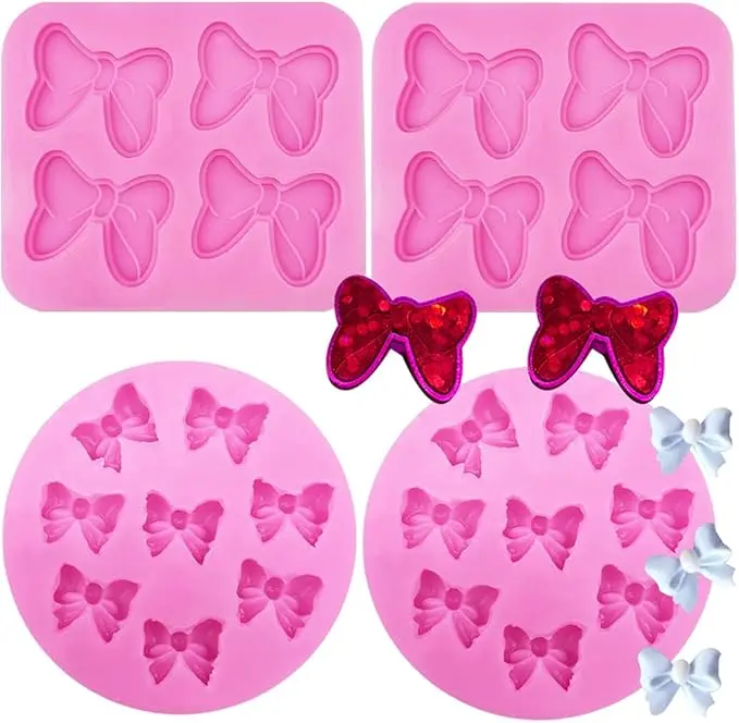 4 Pack Mouse Bows Cartoon Butterfly Tie Silicone Mold Fondant Chocolate Candy Molds