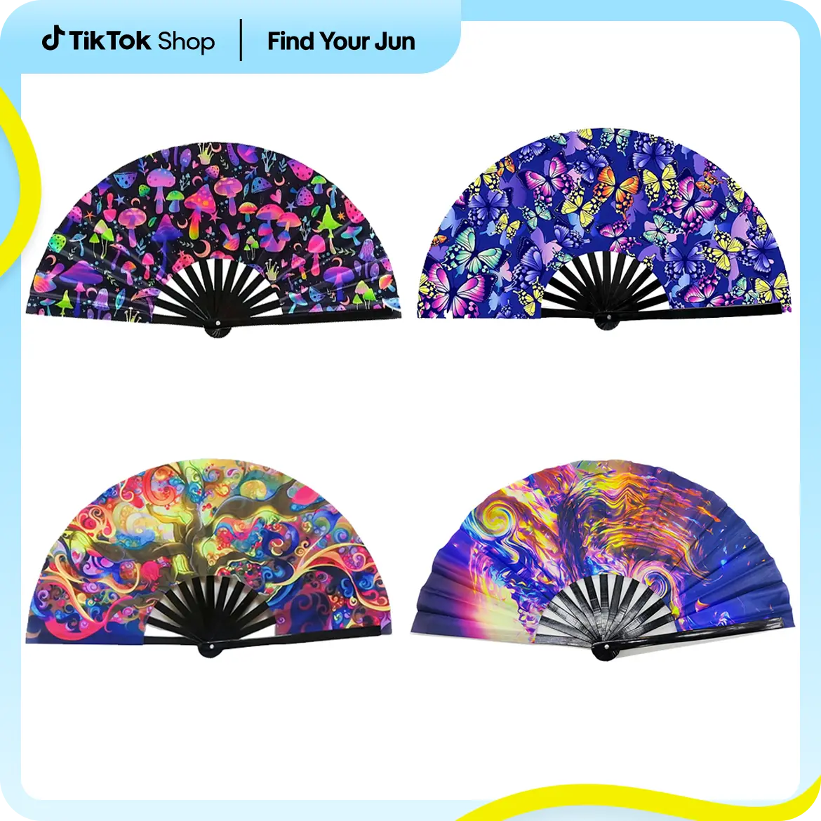 UV Glow Rave Fan Bamboo Folding Clack Hand Fan for Men Women Decor Gift Party Disco Dance Pride Festivals Accessory fans for line dancers Cozyvibes