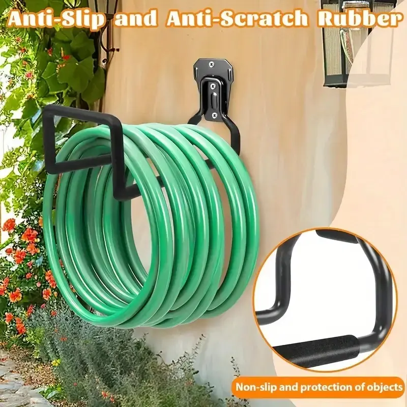 1pc Black 3 Hole Heavy Duty Garden Hose Holder Garden Hose Rack - Rust Resistant Wall Mount Rack - Outdoor Garden and Garage Extension Hose Organizer - Includes 3 Screws - Easy to Install Space Saving Solution - Garden Hose Reel, Garden Accessories