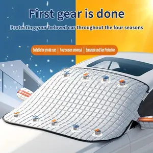 Magnetic front windshield sunshade for cars, protects the interior from aging, provides shade, prevents fallen leaves, bird droppings, and dust, offering better protection for vehicles outdoors. Suitable for compact and mid-size cars, as well as SUVs.