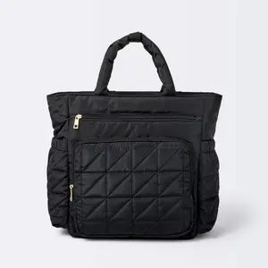 Quilted Diaper Backpack Tote - Black - Cloud Island Quilted Diaper Backpack Tote - Black - Cloud Island