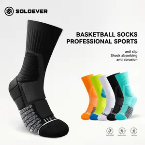 SOLOEVER Professional Compression Sports Socks, Unisex Moisture-Wicking Anti-Slip Cushioned Athletic Soft Comfy for Basketball & Training - Breathable, Shock Absorbing, Durable for All Seasons Man‘s Running