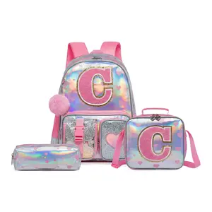 Cute Backpacks for Girls School Backpack for Kids Backpacks for Elementary Primary School Bags for Girls Bookbags, Pink C Letter Backpack outdoorfun