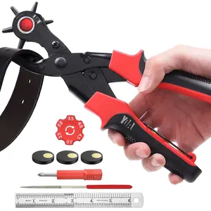 THE WELL KEPT Leather Hole Punch Tool Set Professional Puncher for Belt Saddle Collars Watch Strap Shoe Fabric Paper Craft Projects Easily Punches Round Holes