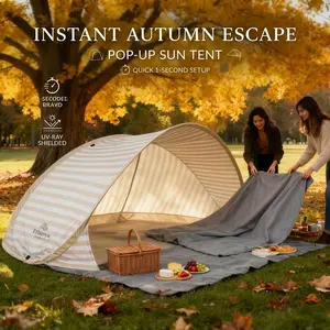 Instant Pop Up Beach Tent for 2 Person | 2-Second Automatic Sun Shelter & Lightweight Canopy for Beach, Picnic, Park & Camping Family Fun