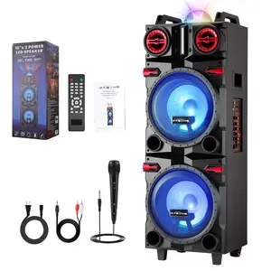 Portable Bluetooth Karaoke Speaker Rechargeable PA System, Colorful Party Light, Telescopic Pull Rod, Remote, Mic