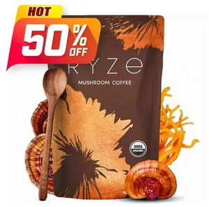 Natural RYZe Mushroom Coffee, 30 Servings – USDA Organic USA-Grown Instant Coffee with 6 Adaptogenic Mushrooms, MCT Oil, 2000mg Superfoods & Healthcare Vitamins (50% Off)