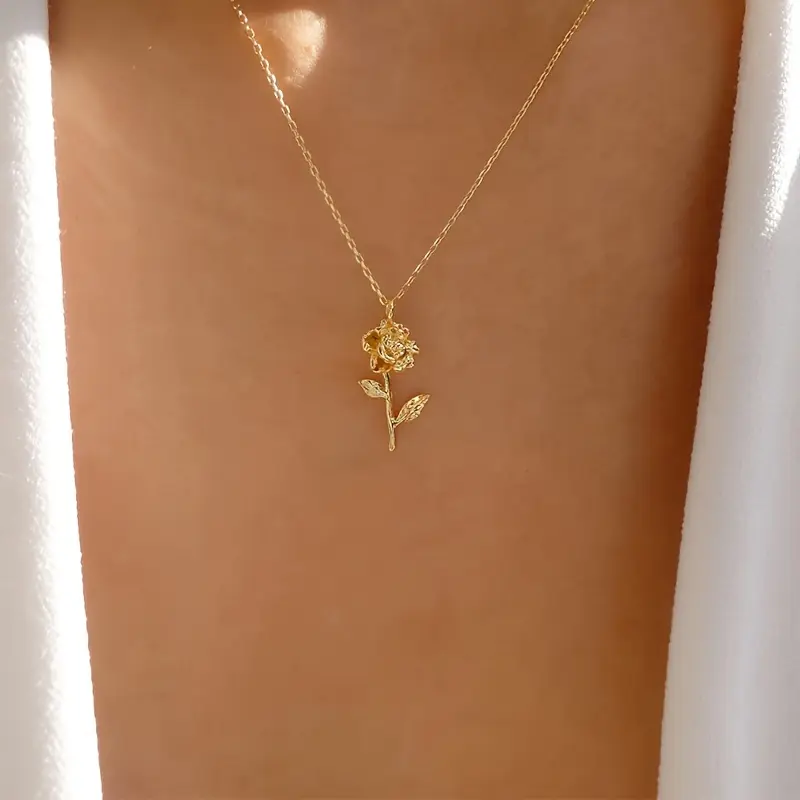 1 piece, women's fashion pendant necklace, fashionable and simple three-dimensional flower necklace, daily wear