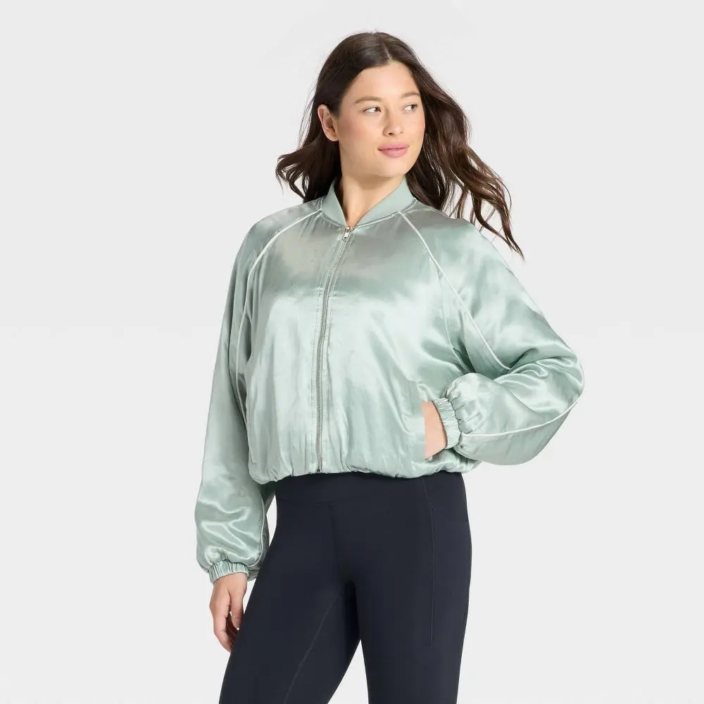 Women's Piped Track Jacket - All In Motion, 100% Rayon, Track Zip Up, Running Workout, Zippered Sports, All Seasons