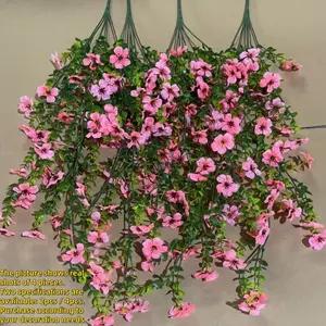 2/4pcs Outdoor Artificial Hydrangea Vines with UV-Resistant Fake Violet Decorative Flowers, Artificial Flower Set, Perfect for Hanging Baskets, Garden & Home Decor, Weddings & Festivals, All-Season Durable Plastic Flowers