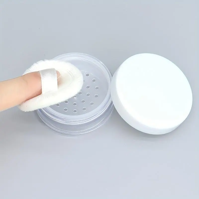 1pc 20G Plastic Powder Jar Case Subpackage Package Bottle Reusable Empty Loose Powder Container With Makeup Puff Beauty Containers For Eye Cream Cosmetic Sample Container Travel Essentials Storage Bottles