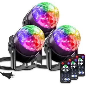 3-Pack Sound Activated Party Lights with Remote Control Dj Lighting, Disco Ball Light Projected Effect Dancing Lights, Strobe Lamp for Parties Supplies Birthday Christmas Bar KTV Decorations