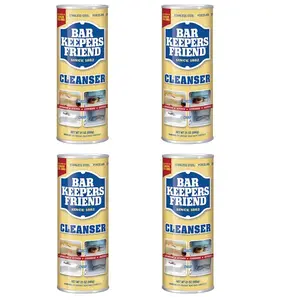 Bar Keepers Friend 21 oz. All-Purpose and Polish (4-Pack) Household, Strength Multi-Surface Cleanser for Kitchen & Bathroom, Safely Removes Rust, Hard Water Stains, Lime Scale, Tarnish from Stainless Steel, Ceramic, Porcelain, No Scratching, Fast-Acting.