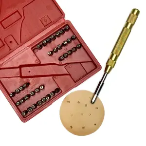 1/8" Steel Letter & Number Stamp Set with Automatic Punch - Personalized Leather Craft Tools - 39 Pieces