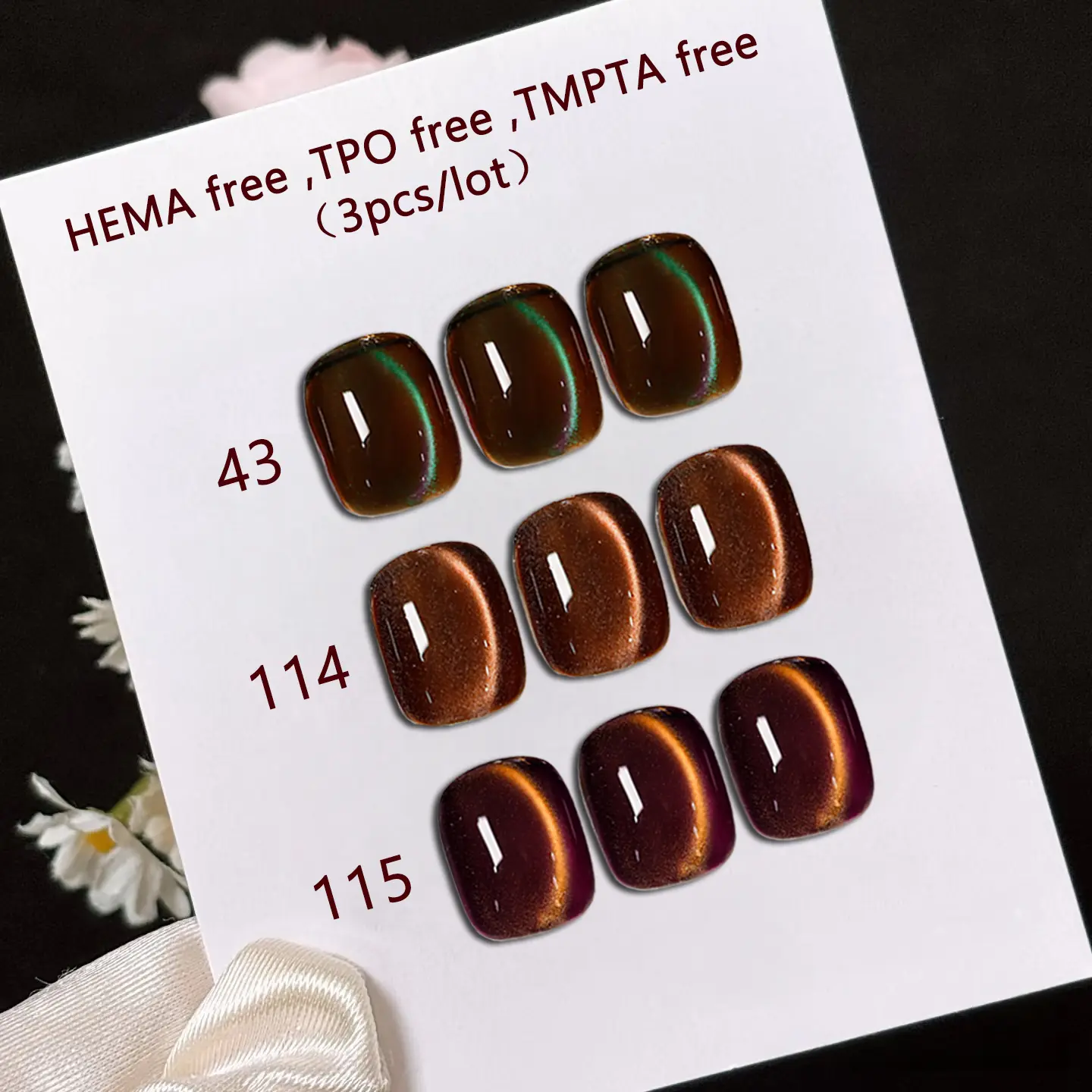 NO.43 .114,115 Cat Eye Nail Gel Polish 3 Colors/Set 10ml  Cat Eye Nail Polish UV LED Soak Off Nail Gel Salon Nail Gel DIY At Home Manicure  Hema Free TPO Free