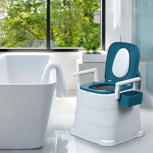 Bedside Commode, Portable Toilet for Adults, Toilet Chair Seat with Detachable Armrest, Mobile Portable Toilet, Adult Potty Chair for Elderly and Disabled
