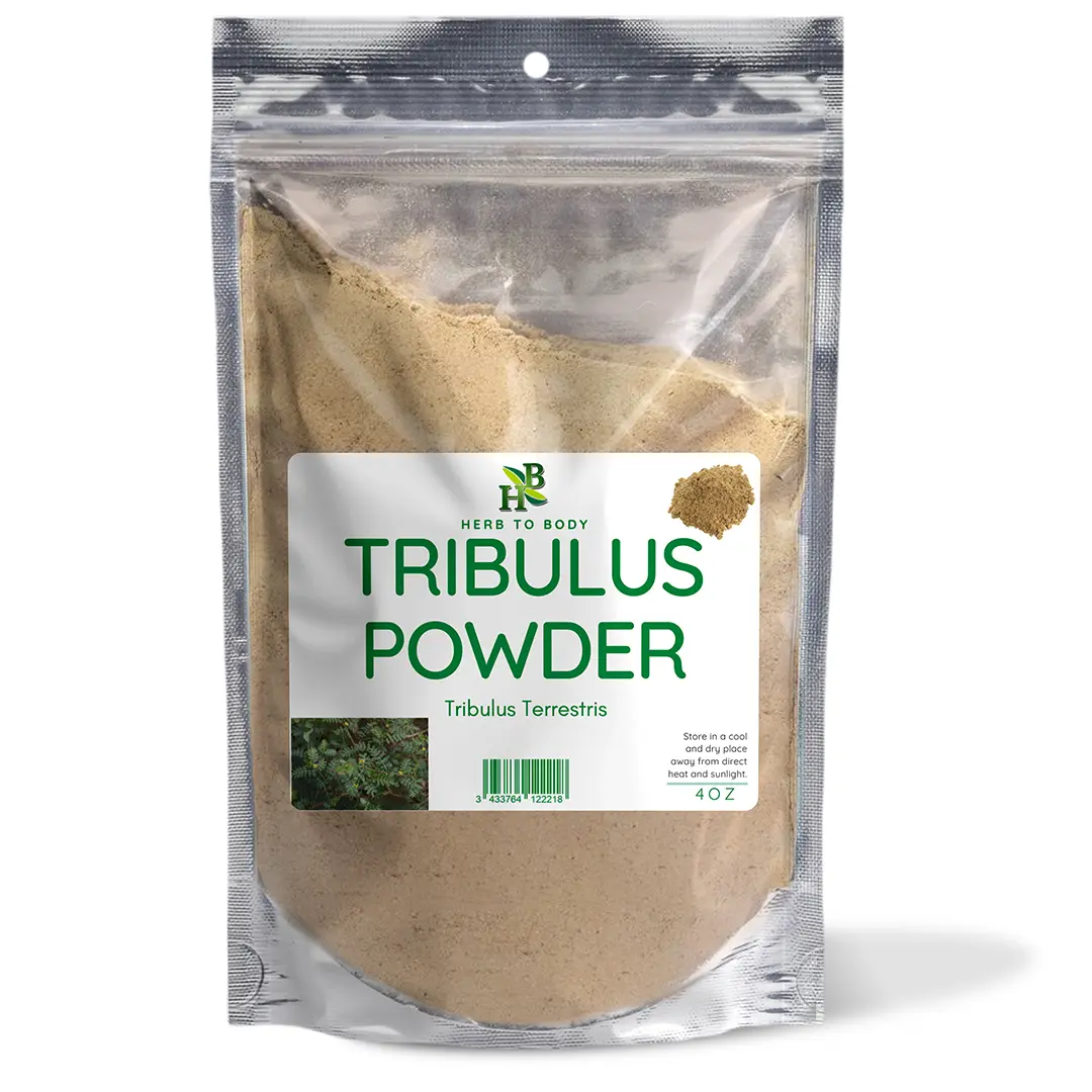 Premium Tribulus Terrestris Powder - 4oz Resellable Pouch | Health & Nutrition Herbal Supplement | Herb To Body