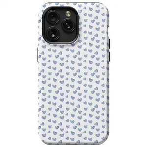 Lovebug| Blue Hearts Case, durable and shockproof glossy 2-in-1 phone case, compatible with iPhone 17, 16, 15, 14, 13, 12, 11, X, Samsung, and other series models.Makes a great holiday gift for friends or family.
