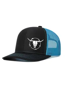 Unisex Snapback Baseball Cap with Bull Head Design, Casual Fitted Mesh Hat for Men & Women, All-Season Adjustable Trucker Dad Caps