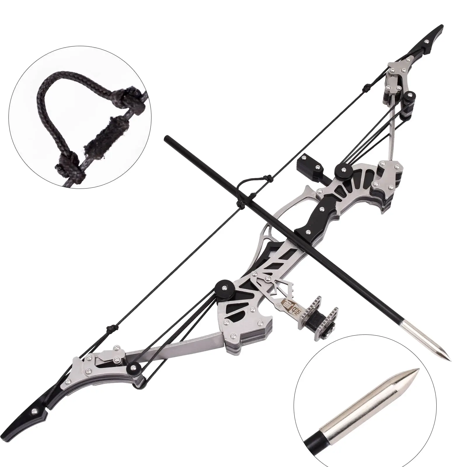 16.5 in ILF Recurve Mini Compound Bow Set - Left/Right Handed, 8 Arrows, Durable Archery Kit for Beginners, Hunting & Outdoor Practice