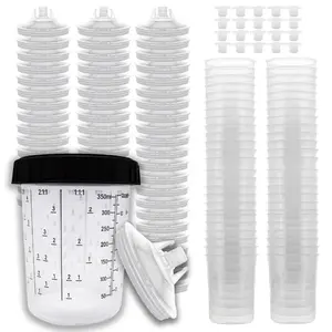Lauco Disposable Paint Spray Gun Cups Liners & Lid System Hardware Tool Kit, 50-Pack 13.5 oz (400ml) 190 MIC Set for Paint Spraying Tools