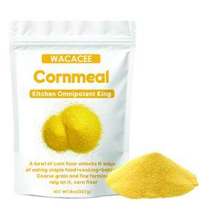 WACACEE seasonal fresh corn finely ground powder—golden, smooth texture with a rich wheat aroma; no additives; coarse grain powder suitable for making porridge, steaming cakes, and as a household cereal ingredient.