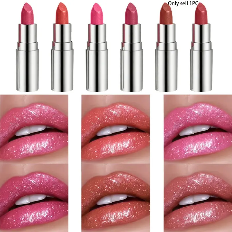 Metallic Shine Glitter Lipstick, Lip Gloss, 3D Metallic Finish, Nourishing, No Grainy Feeling, Delicate Shimmer & Opulent Luster, Glitter Lipgloss