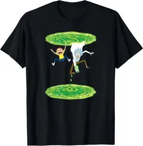 100% Cotton Unisex 100% cotton Rick and Morty Falling Portal to Portal T-Shirt women graphic shirts