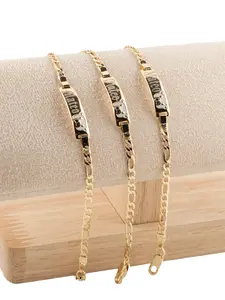 Beautiful 6-inch gold-plated bracelet with a white teddy bear. You can personalize it with your baby's name.