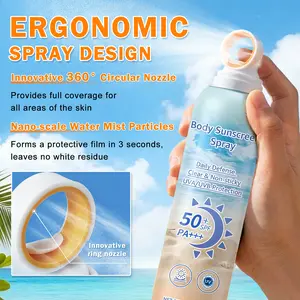 SPF 50+ PA+++Mineral Sunscreen Spray Clear Non-Sticky Body Sunscreen, water resistant sunscreen Sweatproof, Fast Absorbing, Moisturizing UV Protection for Beach, Hiking & Daily Use